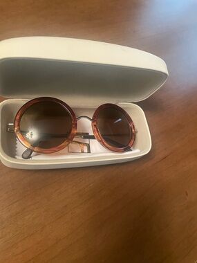 Linda Farrow Round Tortoiseshell Sunglasses with Brown Gradient Lenses